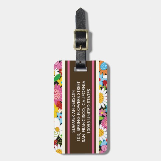 お洒落春の花ガーデンフローララゲージタグ ラゲッジタグ (正面縦)