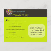 お洒落春の花ツポップ・アートのリーウェディングRSVP インビテーションポストカード (裏面)