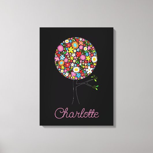 お洒落春の花ツポップ・アートのリーキュート子供部屋アート キャンバスプリント (正面)