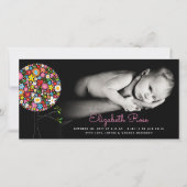 お洒落春の花ツポップ・アートのリーフォトガール誕生 案内状 (正面)