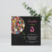 お洒落春の花ツポップ・アートのリー誕生日パーティー 招待状 (スタンド正面)