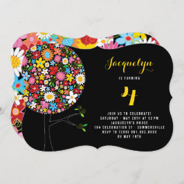 お洒落春の花ツポップ・アートのリー誕生日パーティー 招待状