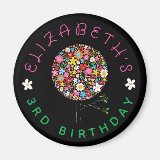 お洒落春の花ツポップ・アートのリー開花誕生日 マグネット (正面)