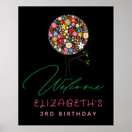 お洒落春の花ツリポップ・アートのーパーティーへようこそ ポスター