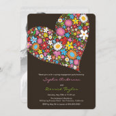 お洒落春の花ハート婚約招待状 招待状 (正面/裏面)