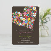 お洒落春の花ハート婚約招待状 招待状 (スタンド正面)