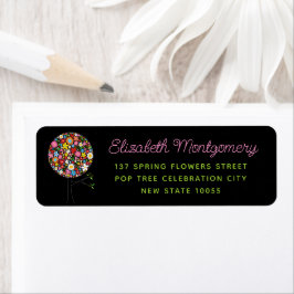 お洒落春の花ポップ・アートのツリーのアドカラフルレス ラベル