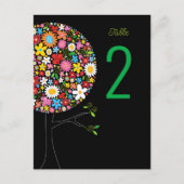 お洒落春の花ポップ・アートのツリーテーブル番号 ポストカード (正面)