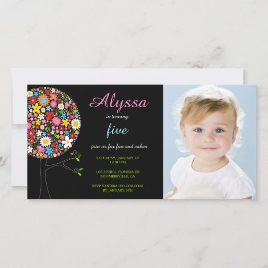 お洒落春の花ポップ・アートのツリー写真ガールズ (正面)