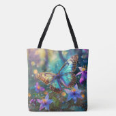 お洒落春蝶とオダマキ(植物)林 トートバッグ (裏面)