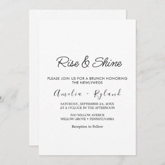 お洒落書結婚のブランチ招待状 招待状 (正面/裏面)