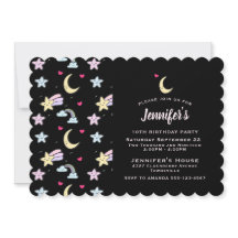 お洒落月、星、雲の黒い誕生日