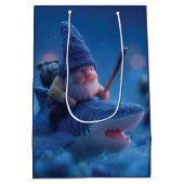 お洒落格言がサメに乗る ミディアムペーパーバッグ (裏面)