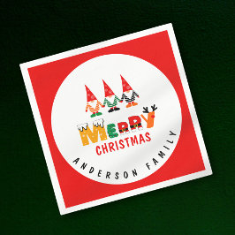 お洒落格言よくはしゃぐフォントカラフルクリスマス スタンダードカクテルナプキン