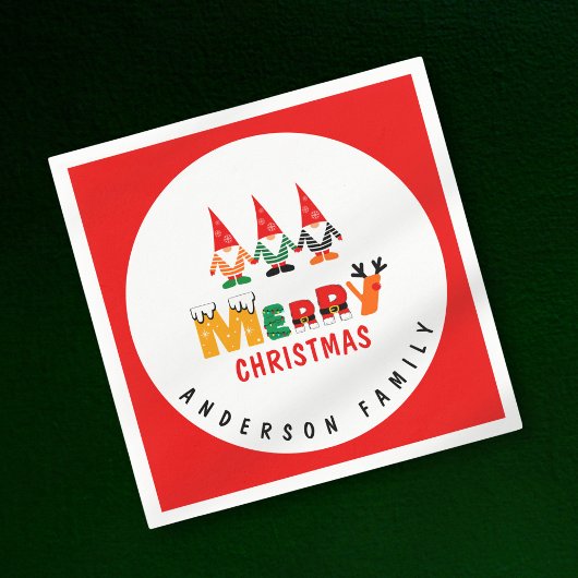 お洒落格言よくはしゃぐフォントカラフルクリスマス スタンダードカクテルナプキン