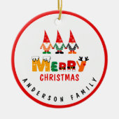 お洒落格言よくはしゃぐフォントメリークリスマス セラミックオーナメント (正面)