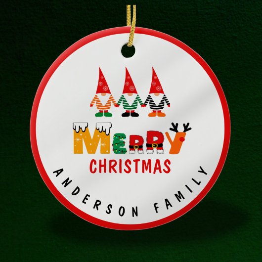 お洒落格言よくはしゃぐフォントメリークリスマス セラミックオーナメント