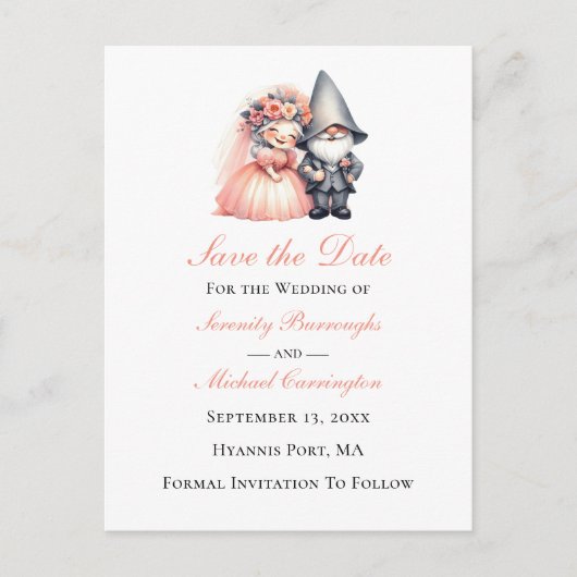 お洒落格言ウッドランド結婚オレンジ救の日付 案内ポストカード (正面)