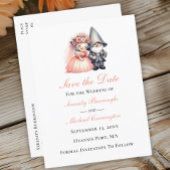 お洒落格言ウッドランド結婚オレンジ救の日付 案内ポストカード