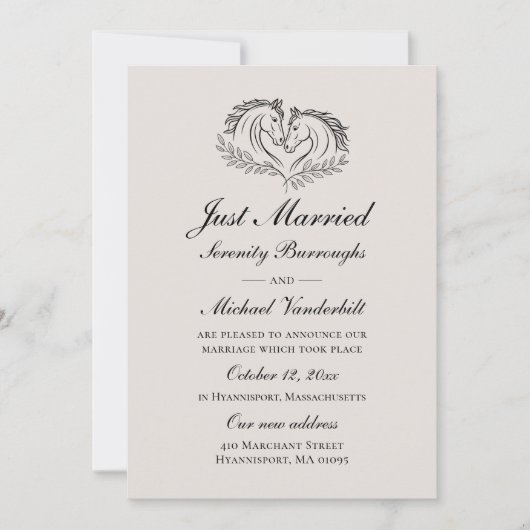 お洒落格言オレンジたった今結婚しました結婚ズ 案内状 (正面)