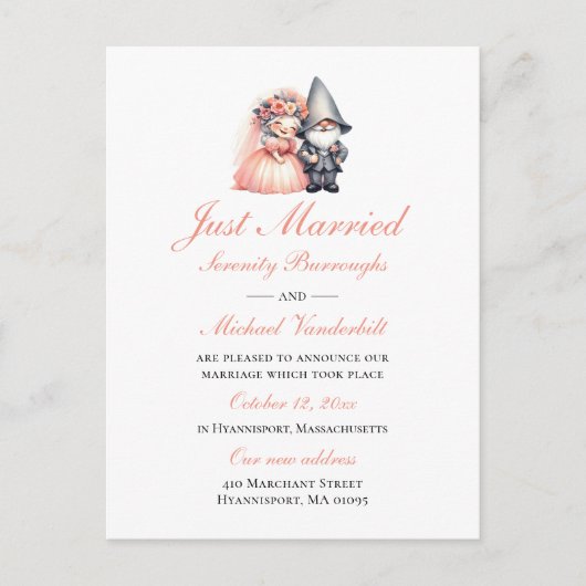 お洒落格言ガーデンオレンジたった今結婚しました結婚ズ 案内ポストカード (正面)