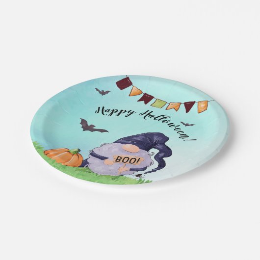 お洒落格言ハッピーハローウィン ペーパープレート (アングル)