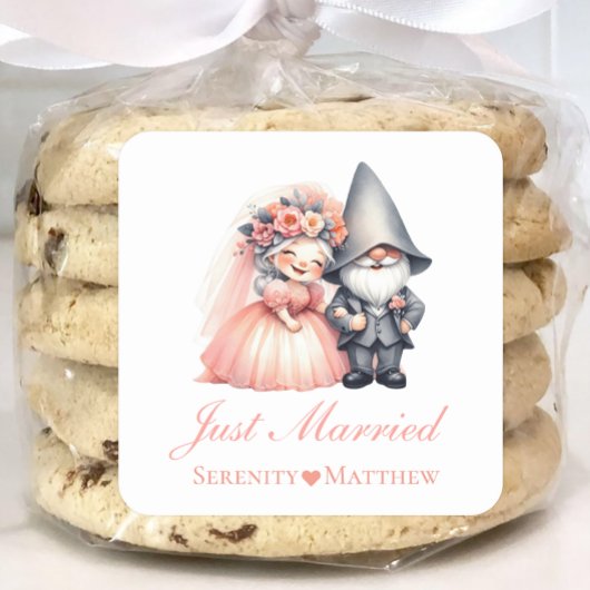 お洒落格言新婦たった今結婚しました結婚ズ スクエアシール