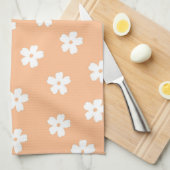 お洒落桃と白のフローラレトロ、陽気、 キッチンタオル (四つ折り)