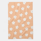 お洒落桃と白のフローラレトロ、陽気、 キッチンタオル (縦)