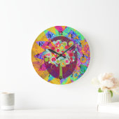 お洒落棒つきキャンデーキャンディツリーカラフル抽象芸術Un ラージ壁時計 (ホーム)