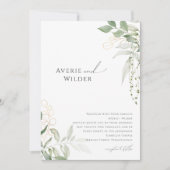 お洒落植物と金ゴールド結婚の 招待状 (正面)