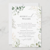 お洒落植物及び金ゴールド伝統的結婚の 招待状 (正面)