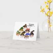 お洒落橋を架け遊る女の友人 カード (黄色い花)