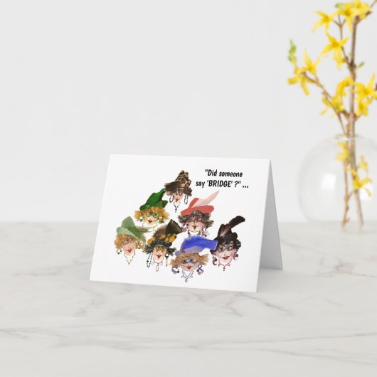 お洒落橋を架け遊る女の友人 カード (黄色い花)