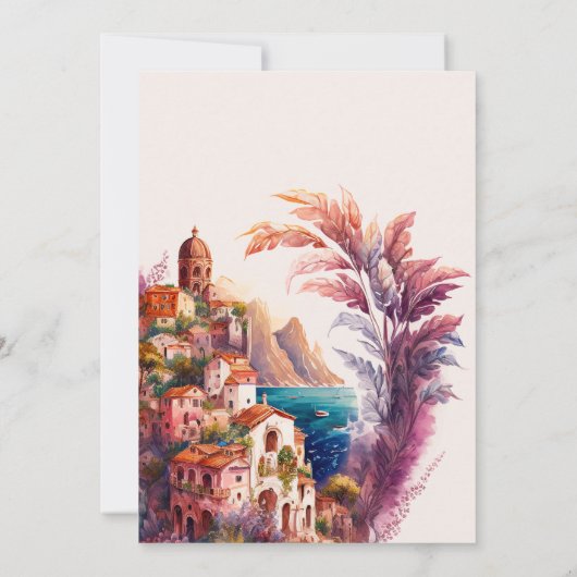 お洒落水イタリアン色結婚デザインI 招待状 (裏面)