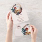 お洒落水イタリアン色結婚Desitnation'A オールインワン招待状 (貼ってはがせる)