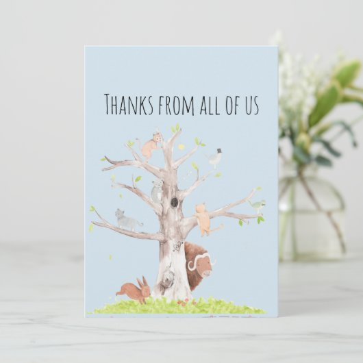 お洒落水彩動物 サンキューカード (スタンド正面)