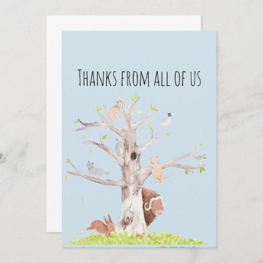 お洒落水彩動物 サンキューカード (正面/裏面)