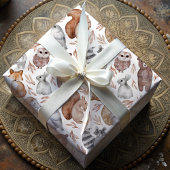 お洒落水彩樹林動物 ラッピングペーパー