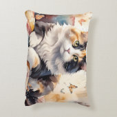 お洒落水彩毛猫と蝶 アクセントクッション (裏面(縦))