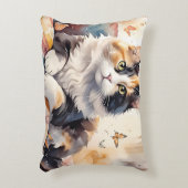 お洒落水彩毛猫と蝶 アクセントクッション (正面(垂直))