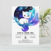 お洒落水彩猫誕生日 招待状 (スタンド正面)