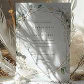 お洒落水彩葉幾何学的金ゴールド 招待状