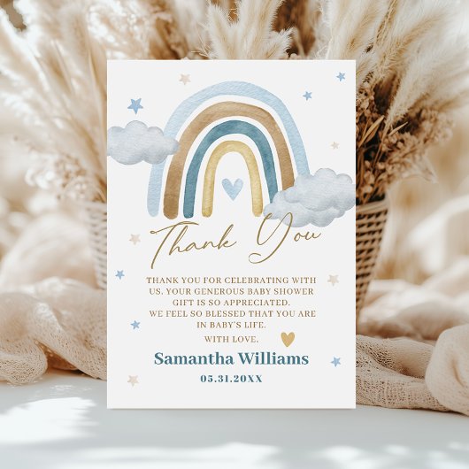 お洒落水彩赤ちゃんシャワーサンキューカード サンキューカード