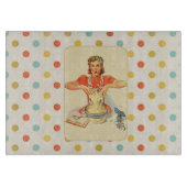 お洒落水玉模様ヴィンテージ調理師 カッティングボード (正面)