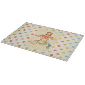 お洒落水玉模様ヴィンテージ調理師 カッティングボード (角)