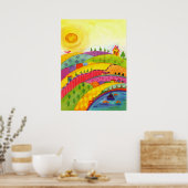 お洒落水絵画色 ポスター (キッチン)