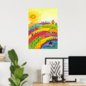 お洒落水絵画色 ポスター (ホームオフィス)