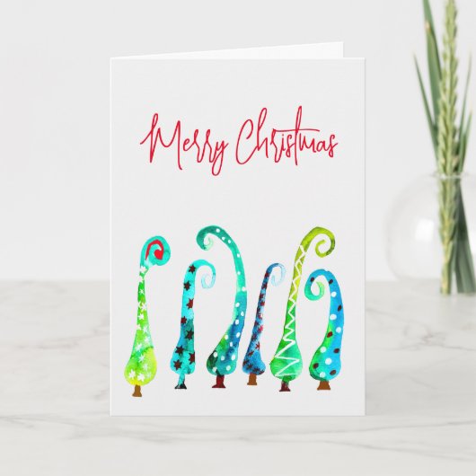 お洒落水色のクリスマスツリー カード (正面)