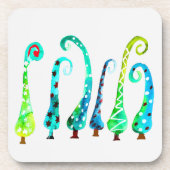 お洒落水色のクリスマスツリー コースター (正面)